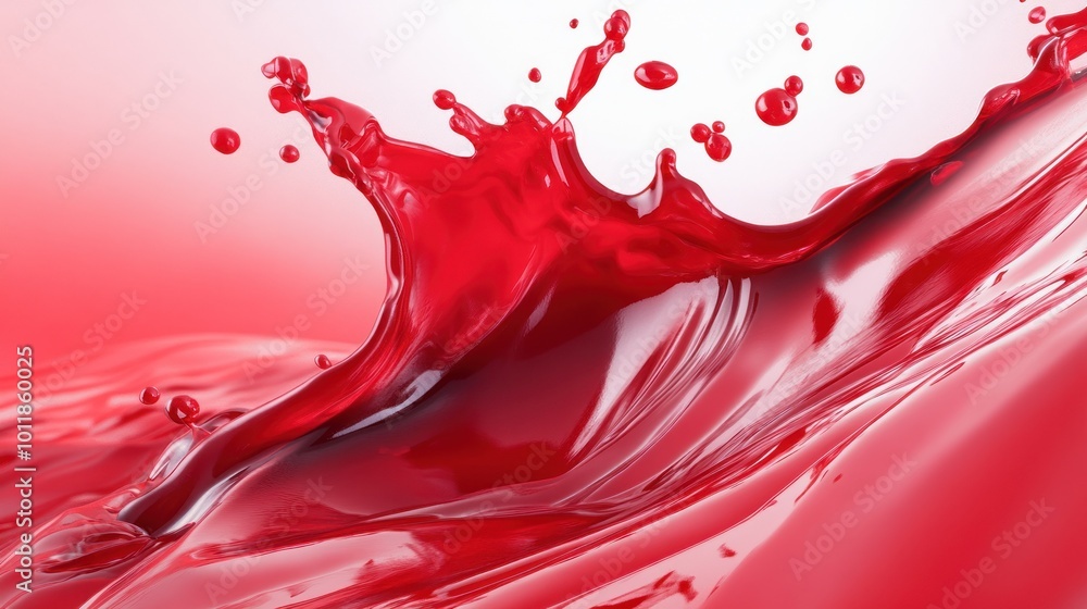 Poster a dynamic splash of red liquid, showcasing fluid motion and vibrant color.