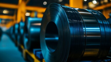 Obraz premium Metal roll in industrial warehouse environment