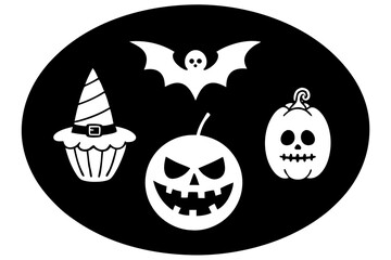 Happy Halloween Vector Round Shape Stickers. 