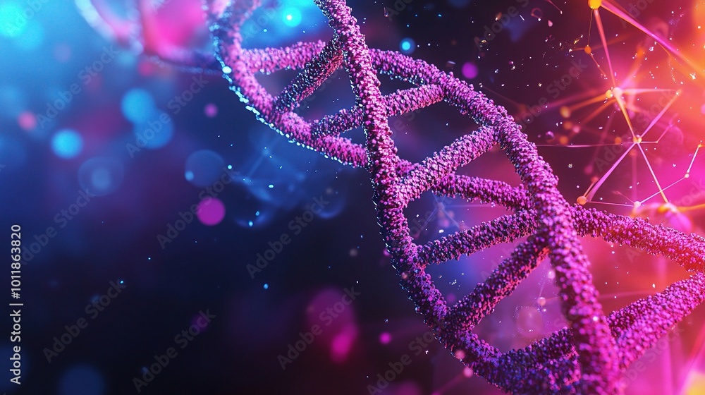 Poster abstract dna structure with colorful background