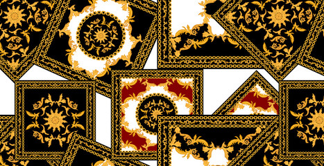 Seamless baroque pattern. Hand draw motif and ethnic pattern