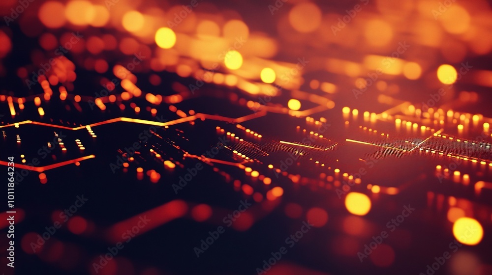 Poster Abstract Digital Background with Glowing Elements