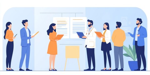 Premium Health Insurance Plans: Illustrate a family reviewing premium health insurance options with an agent, emphasizing the importance of health investments.