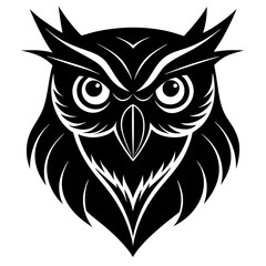 Owl head silhouette vector illustration