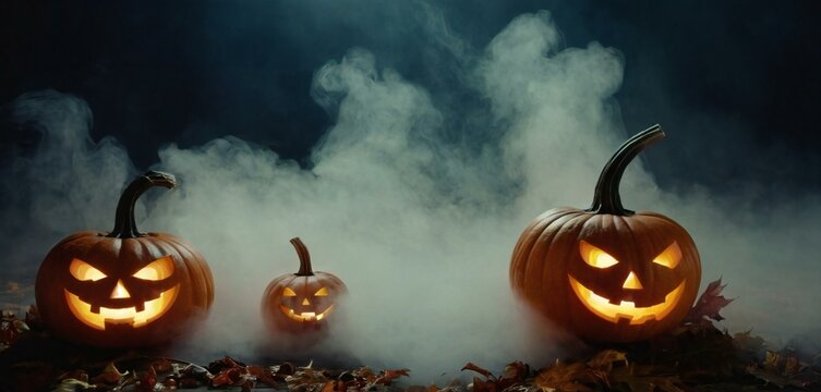 Halloween event background with charming upscale pumpkins
