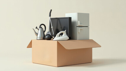 Household appliances on a white background.