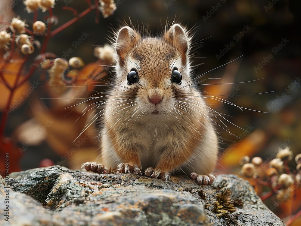 Sticker Close-up Portrait of a Cute Chipmunk in the Forest