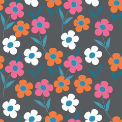 textile design with cute flowers pattern image