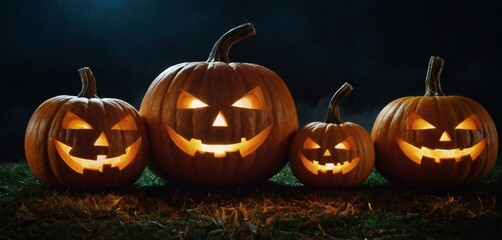 Halloween event background with charming upscale pumpkins