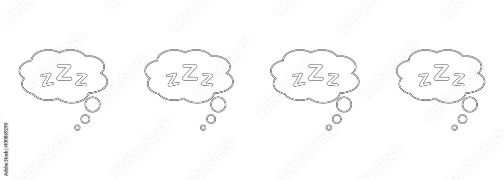 Poster zzz speech bubble icon set in two styles . sleeping bubble with zzz icon vector .
