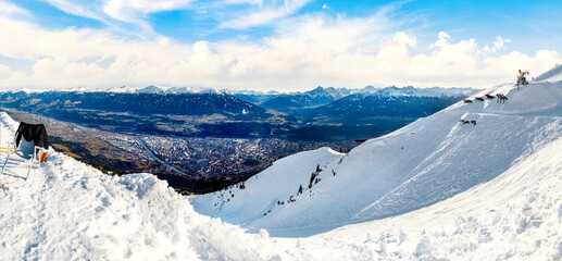 Panorama view from the Nordkette top to Innsbruck and mountain range, Innsbruck,Tirol, Austria