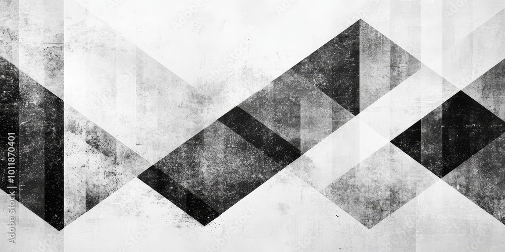 Poster Monochromatic Geometric Patterns: Design a repetitive geometric pattern (triangles, squares) in shades of a single color like black, white, or grey, with sharp contrasts