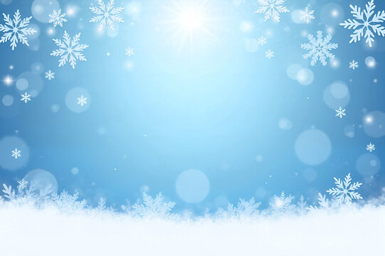 winter snowflake snowy border background design with large and small snow flakes, and beautiful winter look