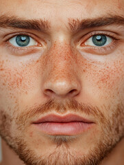 Obraz premium Close up image of an Acne-Prone Man’s Face with Detailed Skin Texture