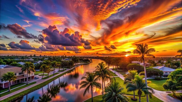 Beautiful sunset over Weston Broward showcasing vibrant skies and natural scenery in Florida