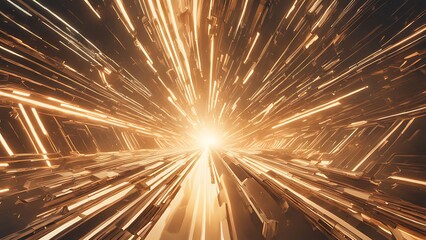 Golden Light Tunnel: Abstract 3D Rendering