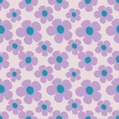White background vector seamless pattern with delicate flowers for textile and fabric print and other uses.