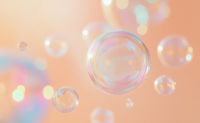 Soft pink bubbles floating against a pastel background.