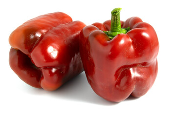 Fresh red bell peppers on transparent background for easy editing