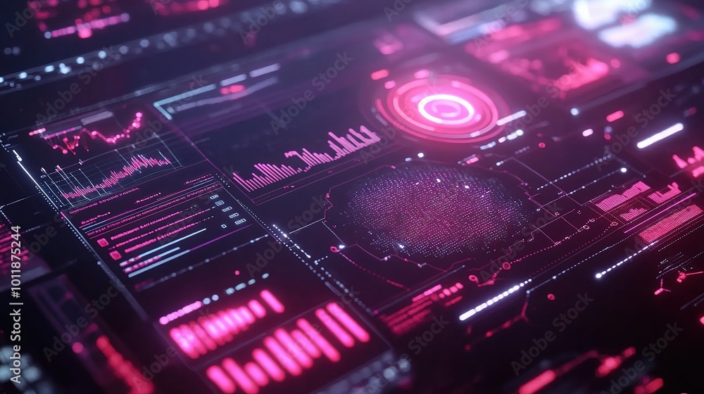 Poster futuristic data visualization and analytics interface