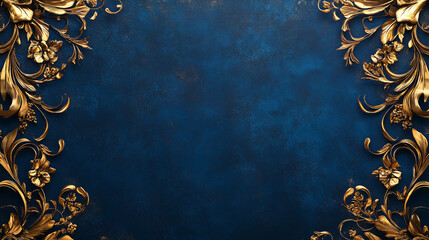 Blue background with golden decoration on the left and right sides