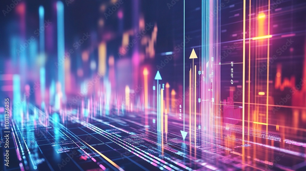 Poster abstract data visualization with colorful graphs