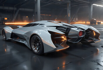 Obraz premium Cyberpunk futuristic car