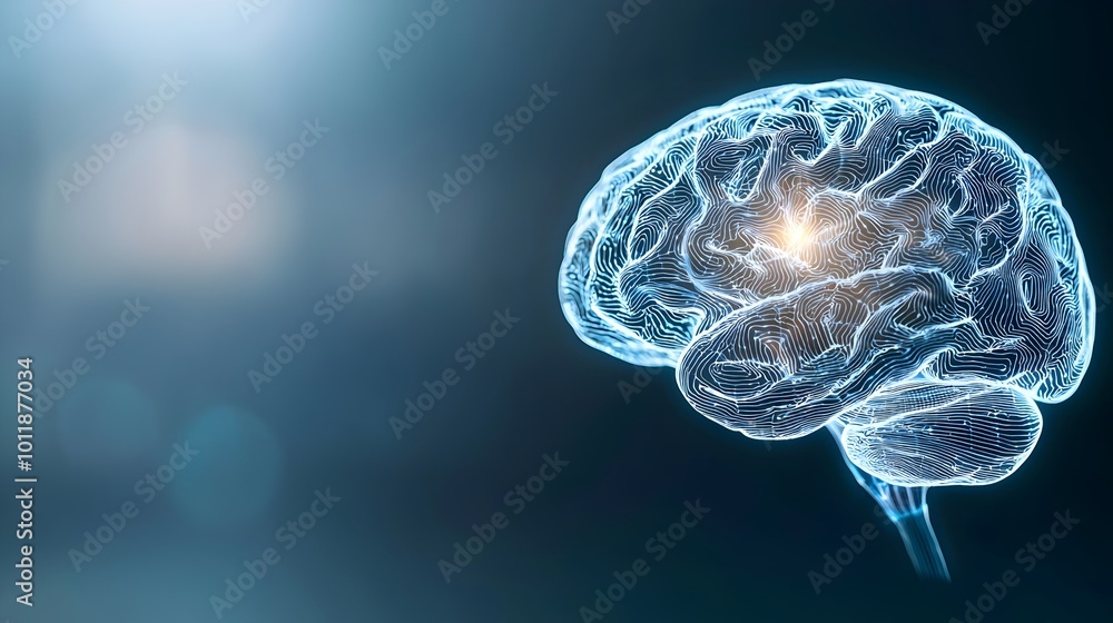 Poster futuristic digital brain in neural network - unleashing quick thinking and rapid intelligence for cu