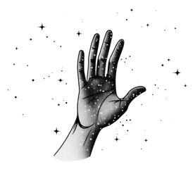 PNG Magic hand drawing sketch line.