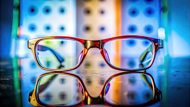 Blurred Vision Concept with Glasses and Eye Chart Symbolizing Bad Eyesight and Visual Impairment