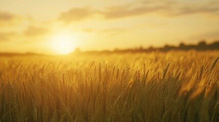 Obraz premium Golden Wheat Field at Sunrise