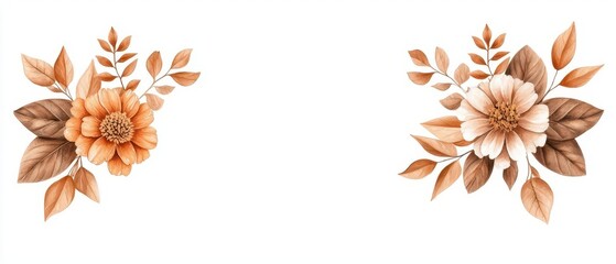 Fototapeta premium Elegant floral arrangement featuring beautiful flowers and leaves in warm autumn tones, perfect for decorative projects and designs.