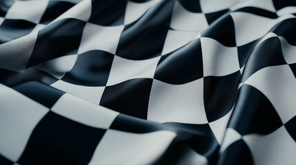 Black and white checkered racing flag with a silky texture.