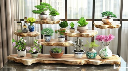 Fototapeta premium shelves made of live-edge wood
