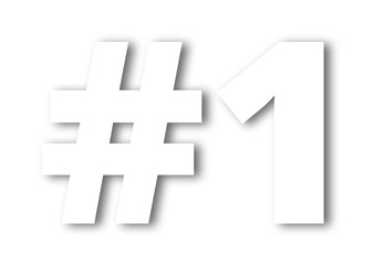 #1 sign isolated on transparent background. Number one sign with hashtag. Hashtag one. Rank 1 sign.
