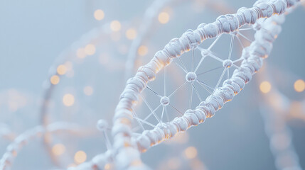 DNA double helix with luminous particles on an abstract background, An illustration of a medical background showing healthcare, medical technology,