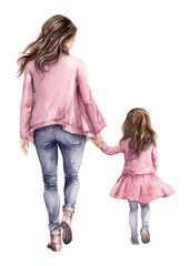 PNG Mothers walking child hand.