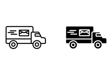 Fast moving shipping delivery truck line icon. Vector icon for transportation apps and websites