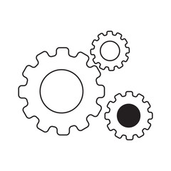 Black and white gear icon. Vector illustration