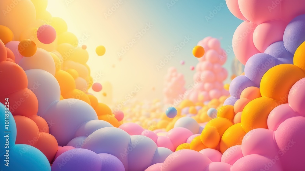 Poster abstract dreamscape of colorful swirls and joyful forms
