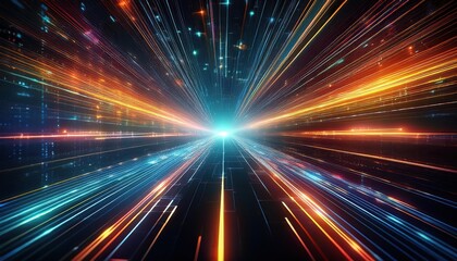 Obraz premium Abstract gradient hologram dynamic wave of particles, Abstract & science technology background. Network, particle, 3D grid surface