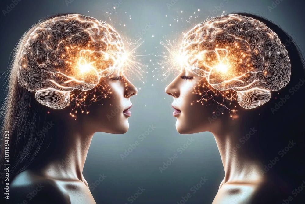 Poster futuristic glowing brain patterns representing neurology