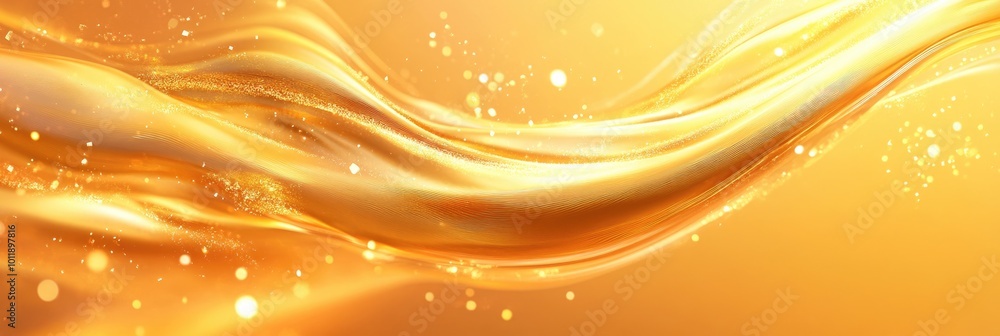 Poster luxurious golden wave design - abstract and elegant background with liquid flow and shiny metallic e