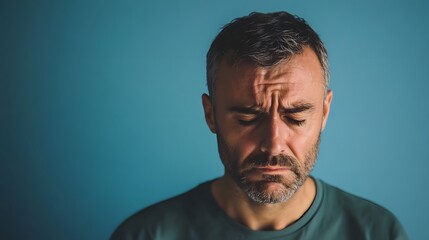 Obraz premium Close-up Portrait of a Man with a Worried Expression