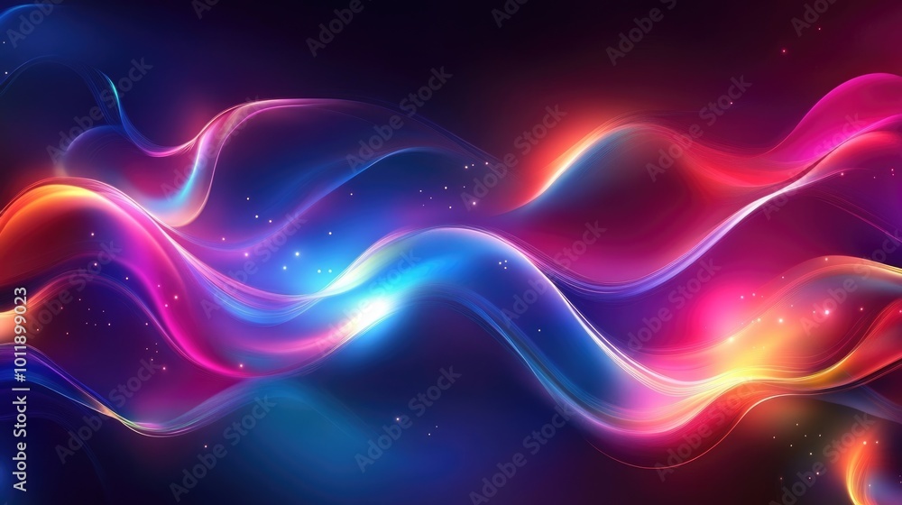 Aufkleber neon geometric wave. abstract modern design with soft glow and gradient colours