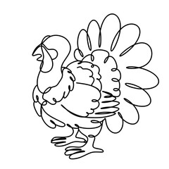 Turkey continuous one line art drawing