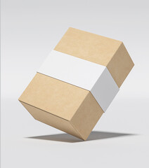 Blank brown box cover mockup on white background. 3D illustration 3D rendering