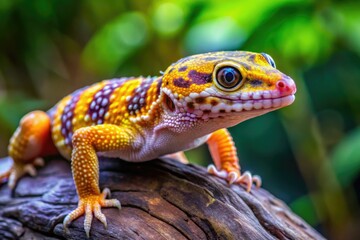 Obraz premium Captivating Close-Up Images of Beautiful Leopard Geckos in Their Natural Habitat and Unique Poses