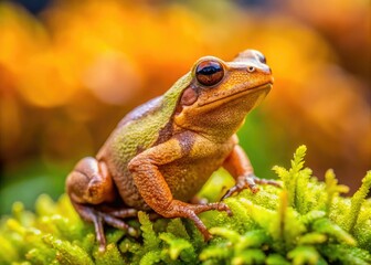 A close-up view of the Spring Peeper Frog (Pseudacris crucifer) in its natural habitat, vibrant and active during the lively spring season.