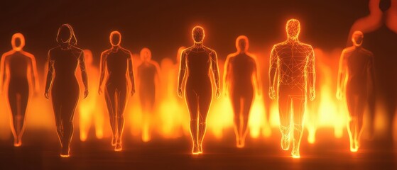 Create a visual of human icons, each faintly glowing and linked by thin lines, representing strong connections and teamwork within a professional setting.